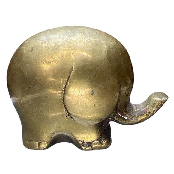 Vtg Brass Cute Elephant Artsy Paper Weight Collectible Home Decor Retro Unique - Picture 3 of 8
